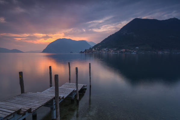 Sunset in Iseo lake, province of Brescia, Italy.