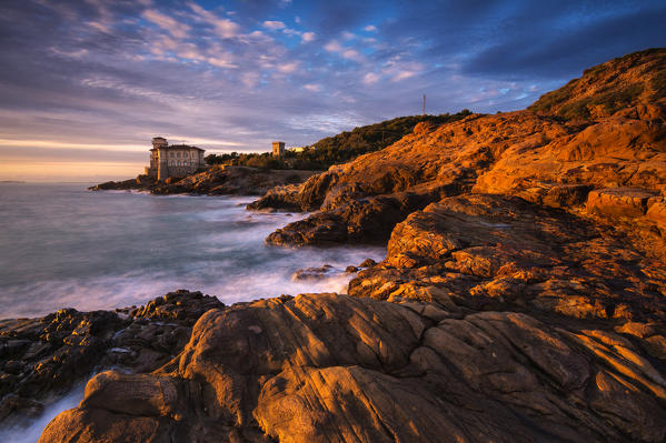 Europe, Italy, Boccale castle at Sunset, province of Livorno, Italy.