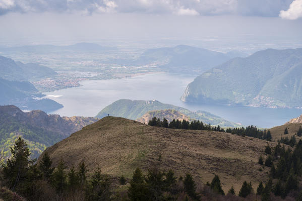 Europe, Italy, Iseo lake view from Monte Guglielmo, province of Brescia.
