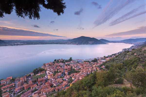 Europe, Italy, Iseo lake at dawn, province of Bergamo.