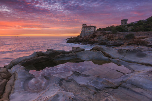 Europe, Italy, Boccale castle at Sunset, province of Livorno, Tuscany.