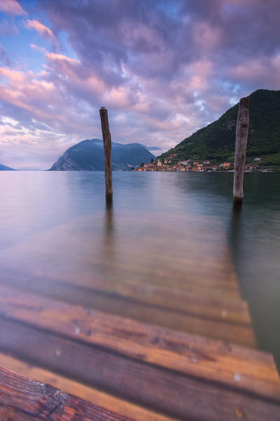 Europe, Italy, Iseo lake at dawn, province of Brescia.