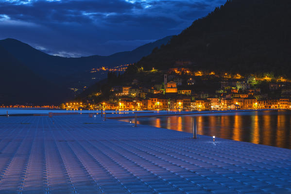 Europe, Italy, The Floating Piers in Iseo Lake, province of Brescia.