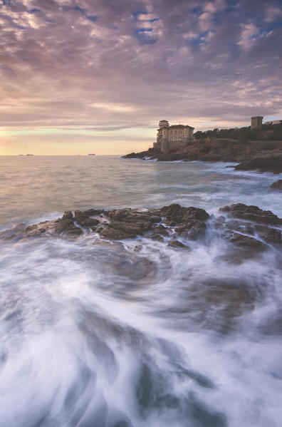 Europe, Italy, Boccale castle at sunset, province of Livorno, Tuscany.