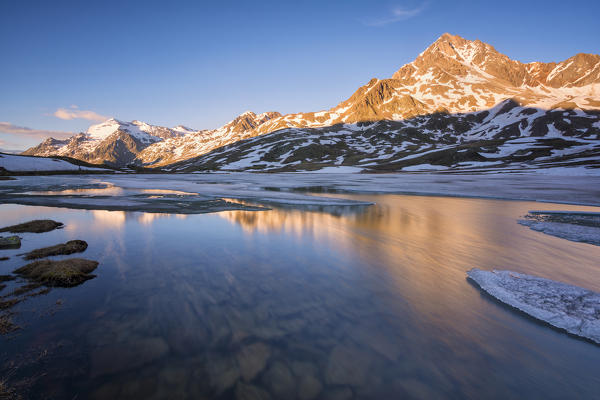 Europe, Italy, sunset in Gavia pass, province of Brescia.