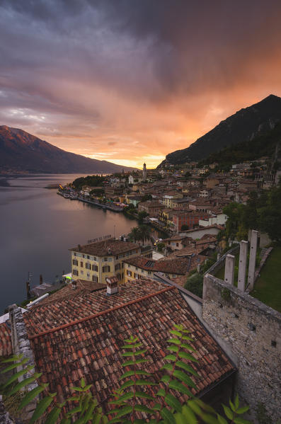 Limone sul Garda at sunset, Garda lake, Brescia province, Lombardy district, Italy, Europe.