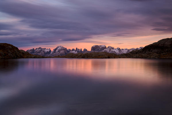 Brenta dolomites view from Lago Nero of Cornisello, Adamello Brenta natural park, Trento province, Trentino Alto Adige district, Italy, Europe.