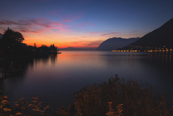 Iseo lake at Sunset, Brescia Province, Italy, Lombardy region, Europe.