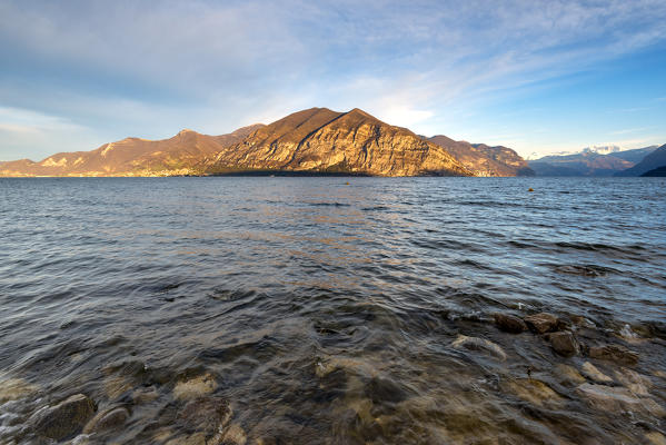 Iseo lake at sunrise, Brescia province, Italy, Lombardy district.
