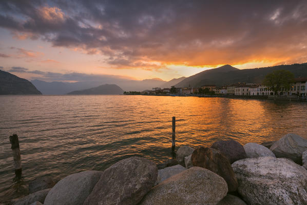 Iseo and iseo lake at dawn, Brescia province, Lombardy district, Italy, Europe