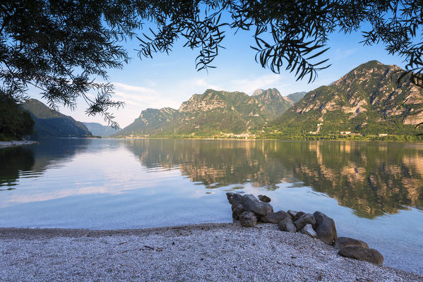 Landscape of Idro lake, Brescia province in Italy, Lombardy district, Europe.