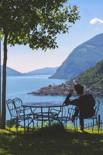 Relax view over Iseo lake Brescia province in Lombardy district, Italy, Europe.