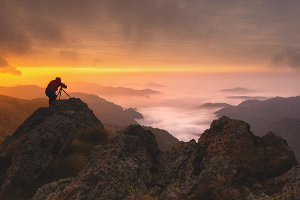 Guglielmo Mount at sunrise , Province of Brescia, Lombardy, Italy