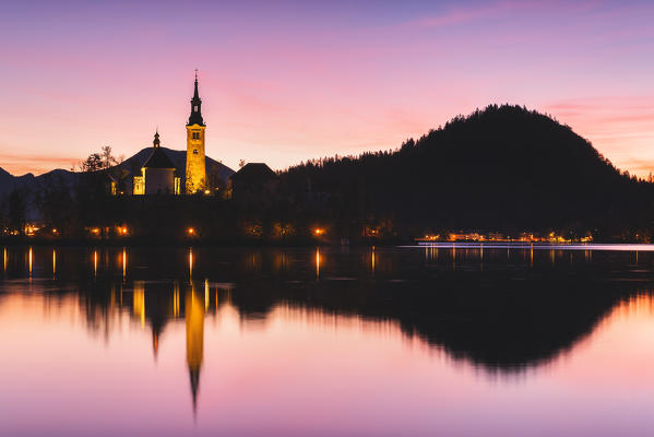 
Bled Island and Lake Bled. Bled, Upper Carniolan region, Slovenia