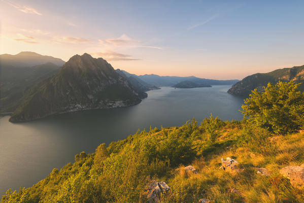 Iseo lake view from San Defendente hill, Bergamo province, Lombardy district, Italy.