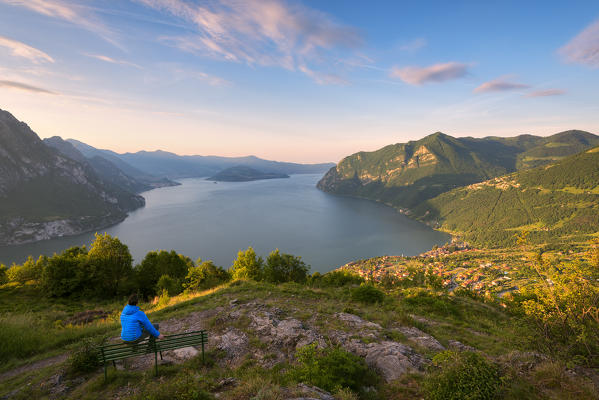 Iseo lake view from San Defendente hill, Bergamo province, Lombardy district, Italy.