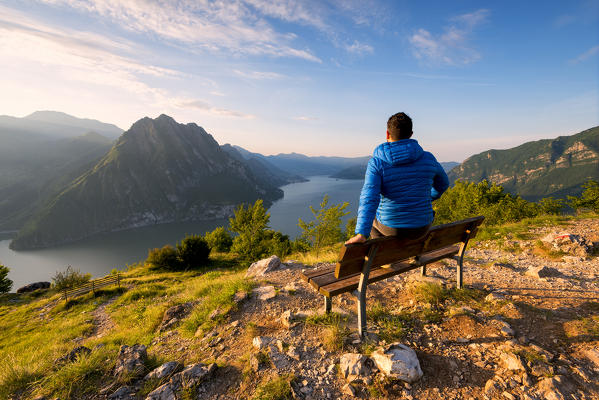 Iseo lake view from San Defendente hill, Bergamo province, Lombardy district, Italy.