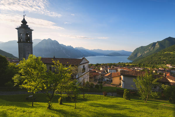 Iseo lake view from San Defendente hill, Bergamo province, Lombardy district, Italy.