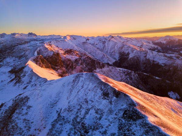 Aerial view from Mount Muffetto, Lombardy district, Brescia province, Italy.