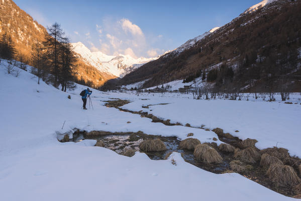 Winter in Stelvio National Park, Lombardy district, Brescia province, Italy.