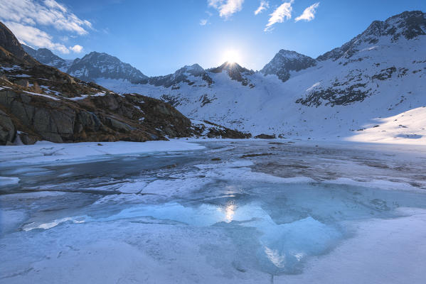 Thaw in Miller Vally, Adamello park, Lombardy, Brescia province, Italy.