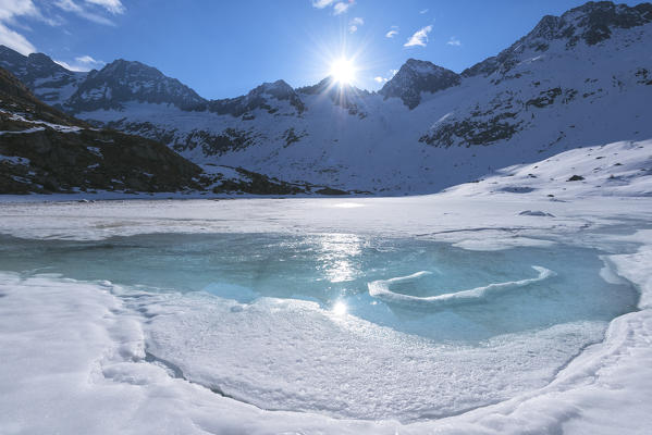 Thaw in Miller Valley, Adamello park, Lombardy, Brescia province, Italy.