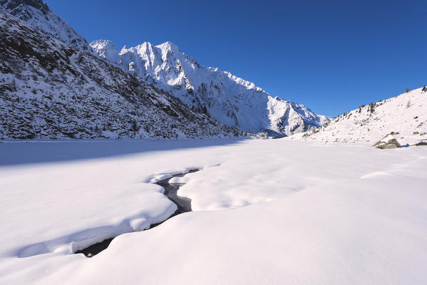 Winter season in Adamè Valley, Adamello park, Brescia province, Lombardy, Italy, Europe.