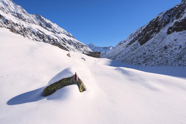 Winter season in Adamè Valley, Adamello park, Brescia province, Lombardy, Italy.