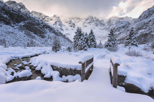 Winter in Adamello park, Lombardy district, Brescia province, Italy.