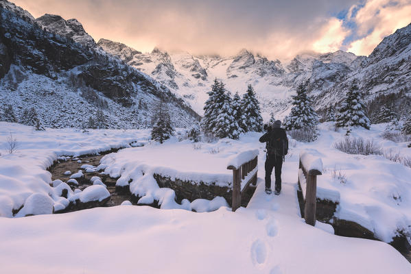 Winter in Adamello park, Lombardy, Brescia province, Italy.