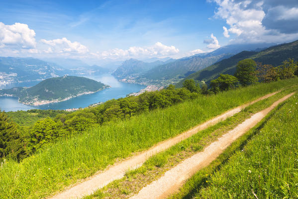 Montisola and iseo lake in spring season, Montisola, Brescia province, Lombardy district, Italy.