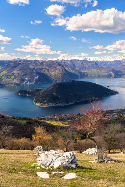 Iseo lake in spring season, Lombardy district, Brescia province, Italy.