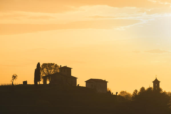 Franciacorta at sunset, Lombardy district, Brescia province, Italy