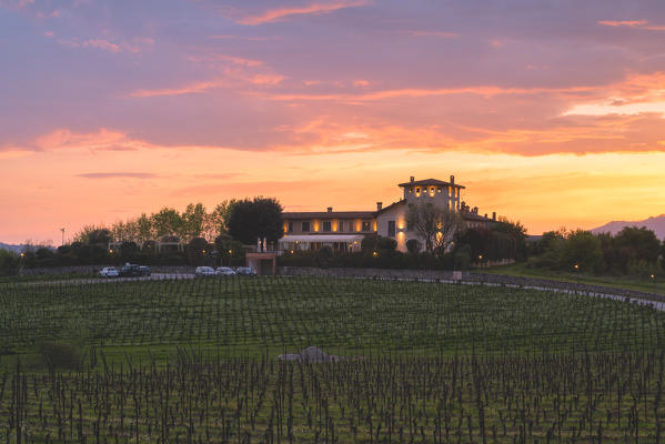 Franciacorta at sunset, Lombardy district, Brescia province, Italy