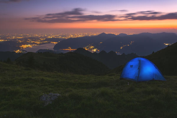 Iseo lake view from Mount Guglielmo, Lombardy district, Brescia province, Italy