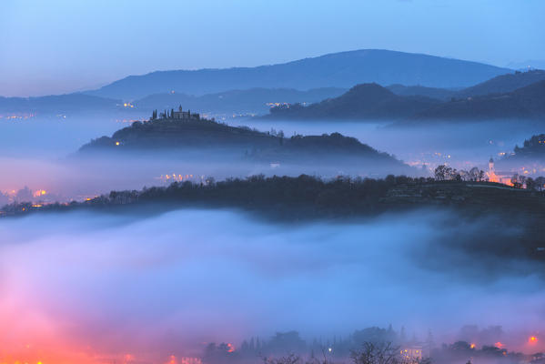 Hills at dawn in Brescia province, Lombardy district, Italy