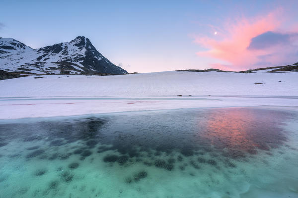 Thaw at Gavia pass, Lombardy district, Brescia province, Italy.