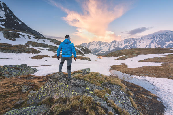 Thaw at Gavia pass, Lombardy district, Brescia province, Italy.