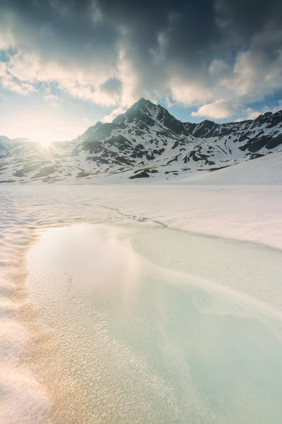 Thaw at Gavia pass, Lombardy district, Brescia province, Italy.