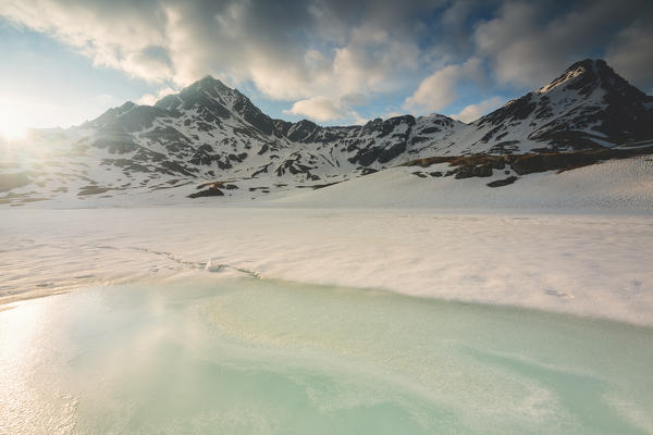 Thaw at Gavia pass, Lombardy district, Brescia province, Italy.