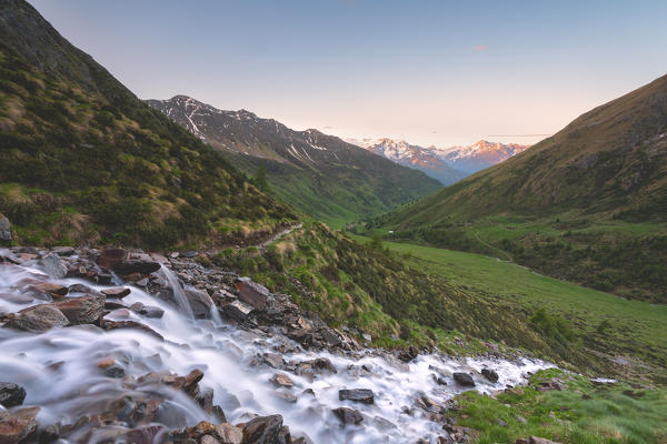 Sunrise in Stelvio national park, Brescia province, Lombardy district, Italy.