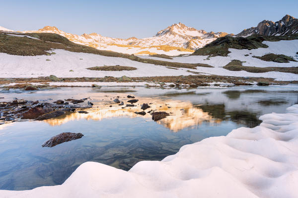 Ercavallo lake at thaw, Brescia province, Lombardy district, Italy.