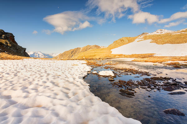 Ercavallo lake at thaw, Brescia province, Lombardy district, Italy.