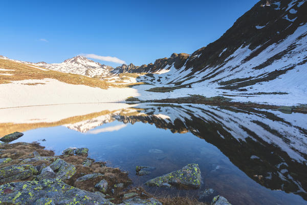 Alpine lake in Vallecamonica, Brescia province, Lombardy district, Italy.