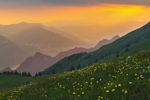 Mount Guglielmo at sunset, Lombardy district, Brescia province, Italy.