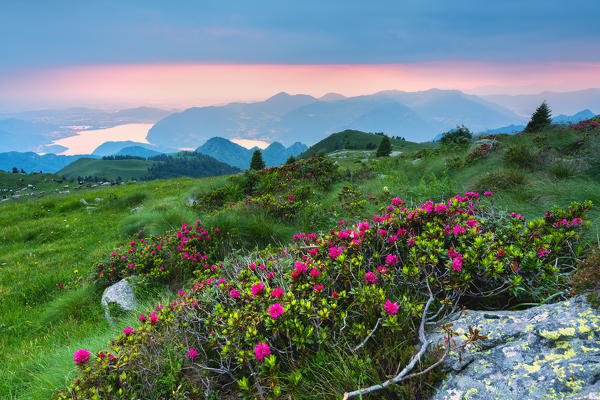 Mount Guglielmo at sunset, Lombardy district, Brescia province, Italy.