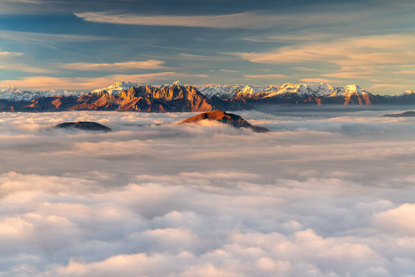Orobie group at Sunset from Mount Guglielmo above the Clouds, Brescia province, Lombardy district, Italy