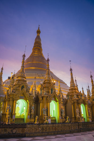 Yangon, Myanmar (Burma). Shwedagon pagoda at sunrise.