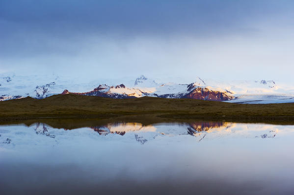 Jokulsarlon, southern Iceland. Reflections of the Vatnajokull glacier.