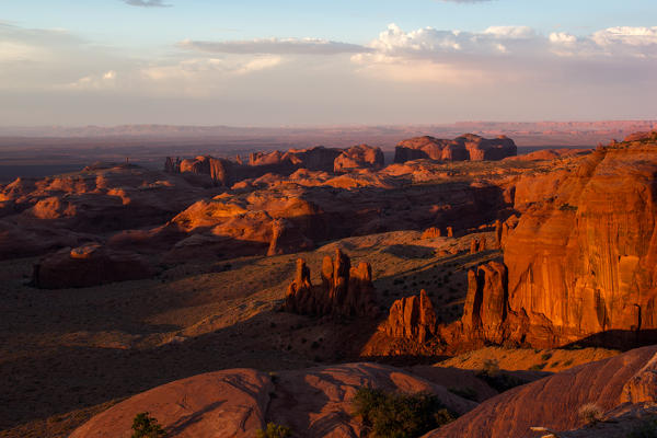 Utah - Ariziona border, panorama of the Monument Valley from a remote point of view, known as The Hunt's Mesa, USA